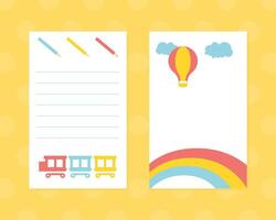 Cute Childish Planners Set. Note Paper, Notebook Sheets, Planning Pages, Organizer for Kids Cartoon Illustration vector