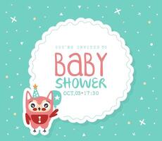 Baby Shower Invitation Card Template with Cute Colorful Hand Drawn Owlet Cartoon Illustration vector