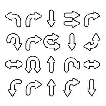 A set of different arrows pointing in different directions on a white background vector