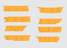 Yellow Adhesive Tape Set with Torn Edges for Scrapbooking, Notes, or Label Design vector