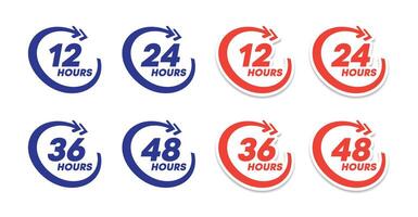 Blue and Red Hour Countdown Labels with Arrows for Scheduler, Campaign, or Reminder vector