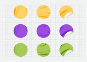 Colorful Round Sticker Set with Page Curl Effect for Labels, Badges, or Web Icons vector