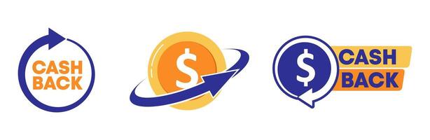set of Cash Back in Circular Arrow Icon bubble icon vector