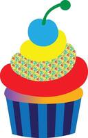 Cute Cartoon Cupcake Clipart Colorful Dessert Illustration for Party and Kids Projects vector