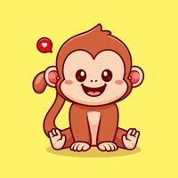 Cute Monkey Sitting Cartoon vector