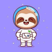 Cute Sloth Astronaut Standing In Space Cartoon vector