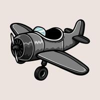 fun old war plane colored cartoon isolated drawing line style sketch classic vintage design illustration vector