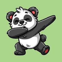 fun panda in dabbing colored cartoon isolated drawing line style sketch classic vintage design illustration vector