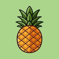 simple single pineapple colorful cartoon isolated drawing line style sketch classic vintage design illustration vector
