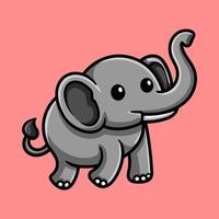 fun happy big elephant colorful cartoon character isolated drawing line style sketch classic vintage design illustration vector