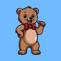 fun bear with bow ties colorful cartoon character isolated drawing line style sketch classic vintage design illustration vector