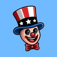 fun clown face with hat colored cartoon character isolated drawing line style sketch classic vintage design illustration vector