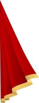 Red curtain with golden border waving on white background, creating an elegant and luxurious atmosphere, perfect for theater, opera, or any grand event vector