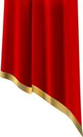 Red curtain with golden border slightly open on a white background, creating a sense of anticipation and elegance, perfect for theater, opera, or any grand event vector