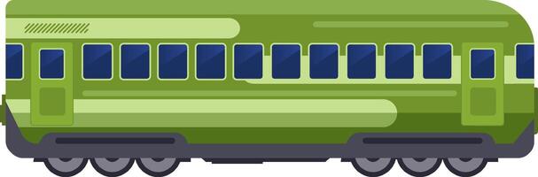 Green train carriage featuring multiple windows and doors, offering a modern and efficient mode of transportation for passengers, emphasizing the convenience and connectivity of railway travel vector