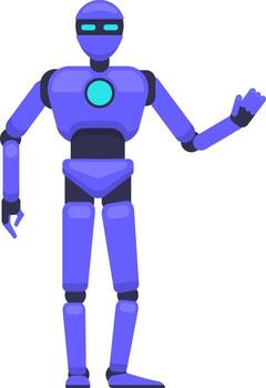 Humanoid robot standing and gesturing with its hand, effectively illustrating concepts of artificial intelligence and communication, embodying futuristic technology and innovation vector
