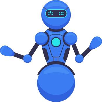 Blue rounded robot extending arms in a welcoming gesture, isolated against a white background, embodying the concept of artificial intelligence and futuristic technology vector