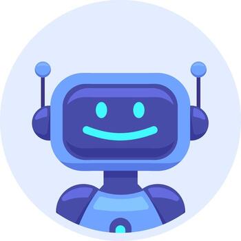 Modern chatbot smiling and showing a positive expression, suggesting helpfulness, friendliness and good customer service, in a simple and cute cartoon style vector