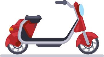 Red electric scooter parked on a white background representing a modern and eco friendly way of urban commuting, promoting sustainable transportation and reducing carbon footprint vector