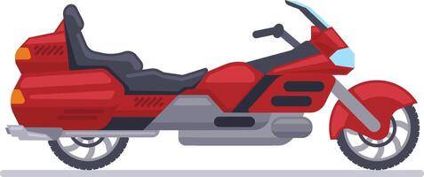 Powerful red touring motorcycle parked and poised for an exciting journey, capturing the essence of freedom and adventure on the endless open road ahead vector