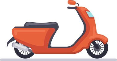 Red scooter parked on a white background, embodying efficient and stylish urban transportation, ideal for navigating city streets and promoting eco friendly commuting vector