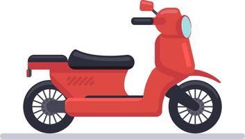 Side view of a modern red scooter parked on a white background representing concepts such as urban mobility, delivery services, and eco friendly transportation vector