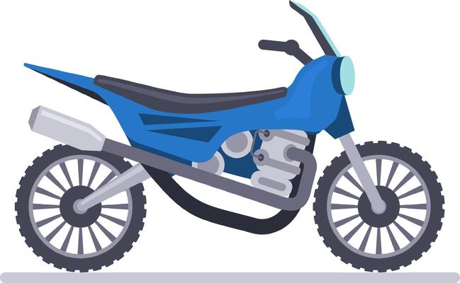 Modern motocross motorcycle with large wheels and exhaust pipe, ideal for extreme sports and off road adventures, featuring a sleek design and powerful engine