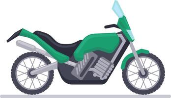 Green and black motorcycle parked on a pristine white surface, exuding a sense of adventure and freedom, embodying the thrill of speed and the allure of the open road vector