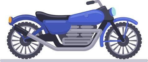 Classic blue motorcycle parked, exhibiting its exhaust pipe, wheels, and vintage design elements, ideal for projects related to transportation, motorcycles, or vintage vehicles vector