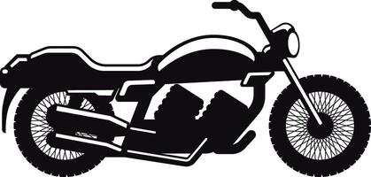 Black and white silhouette of a vintage style motorcycle representing adventure, travel and freedom, ideal for logos, posters and any graphic design project vector