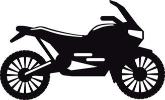 Stylish silhouette of a modern touring motorcycle, featuring prominent wheels and a streamlined design, evoking a sense of adventure and freedom on the open road vector