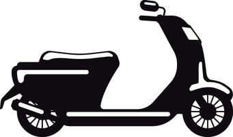 Black silhouette of a modern electric scooter represents eco friendly personal mobility, highlighting the growing trend of sustainable transportation in urban environments vector