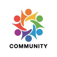 Colorful Circular Abstract People Figures Representing Community, Diversity, and Global Connection vector