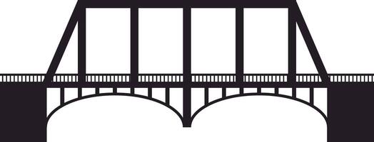 Black and white illustration depicting a simple truss bridge spanning a gap with sturdy arched supports, symbolizing transportation and infrastructure concepts vector