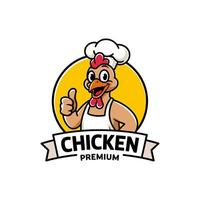 Cartoon Chicken Mascot with Chef Hat and Thumbs Up, Perfect for Restaurant or Food Service Branding vector