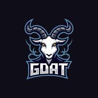 Fierce Goat Head Mascot with Horns and Yellow Eyes vector