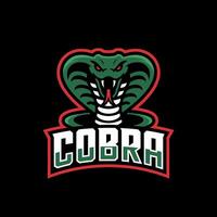 Fierce Green Cobra Head Mascot with Exposed Fangs and Red Outline on a Black Background, Ideal for Gaming or Sports Teams vector