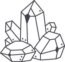 Hand drawn illustration of a group of bright crystals, creating a beautiful cluster of minerals, ideal for themes related to geology, nature, and precious stones vector
