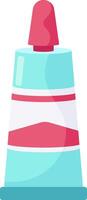 Light blue and pink tube featuring cream or ointment, topped with a vibrant red cap, isolated on a clean white background, highlighting its sleek packaging for skincare and wellness vector