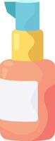 Cosmetic product container with blank label for mockup, ideal for showcasing branding or product information, featuring a pink bottle and blue dispenser cap vector