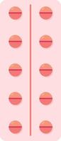 Blister pack containing several round, splittable pills, arranged in rows and separated by a dividing line, suggesting medical treatment or healthcare vector