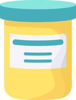 Medical container featuring a blank label and a vibrant turquoise cap, prepared for filling with essential medicine, pills, or vitamins for effective treatment and health care vector