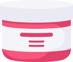 Cosmetic cream container with pink lid and base, featuring a blank label with space for branding and product information, representing skincare, beauty products, and personal care vector