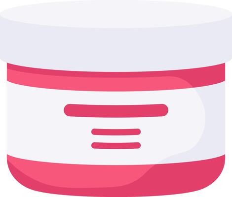 Cosmetic cream container with pink lid and base, featuring a blank label with space for branding and product information, representing skincare, beauty products, and personal care