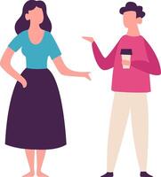 Office workers having informal conversation during work break, discussing work issues, sharing news and gossiping, enjoying coffee, relaxing and socializing vector