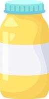 Glass jar filled with a vibrant yellow substance and featuring a blank white label, offering a versatile visual perfect for various food or product concepts in branding and design vector