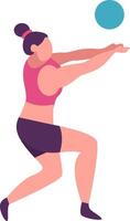 Professional volleyball player receiving the ball with both hands during a volleyball match, dynamic and energetic pose, promoting sports and healthy lifestyle vector