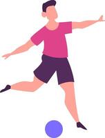 Young athlete playing with a ball, keeping balance and moving his arms, practicing a new sport or exercising for fitness, healthy lifestyle and wellness vector