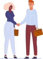 Business partners shaking hands after successful meeting, concluding a deal or signing a contract, making an agreement, partners concluding a deal, business partnership concept vector