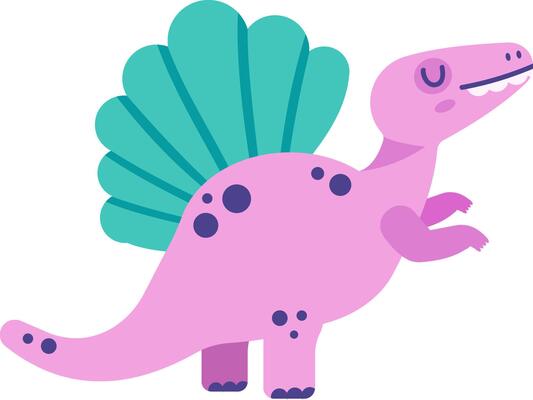 Cartoon illustration of a spinosaurus dinosaur roaring showing teeth and crest isolated on white background, ideal for children book illustrations or fantasy and prehistoric related designs